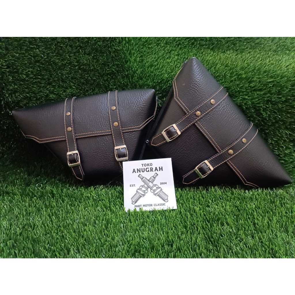 Tas Motor Clasic Kulit Side Bag Motor Custom Japstyle Bratstyle Tas Motor Custom