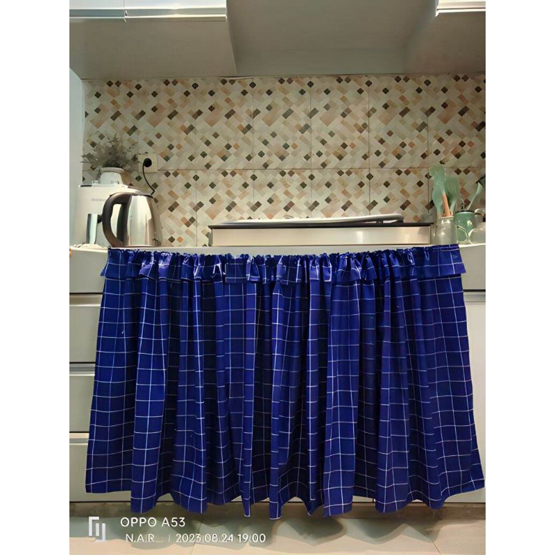 HORDENG / GORDEN KOLONG DAPUR MOTIF KOTAK KOTAK BIRU