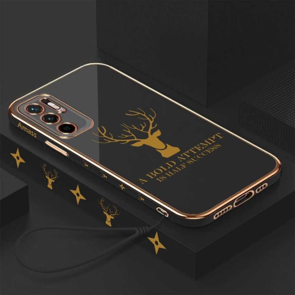 Case Xiaomi Redmi Note 10 5G / Poco M3 Pro 5G Motif Kepala Rusa Berlapis Sampul Silikon Gratis Tali