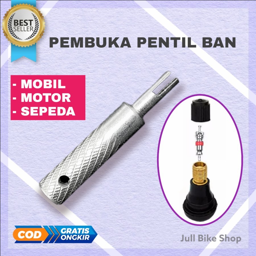 Alat pembuka pentil ban dalam sepeda motor dan mobil universal bahan chrome high quality new