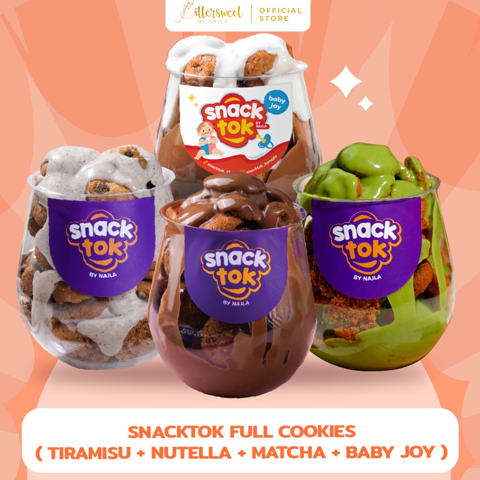 

Pr0duk K3ren Bittersweet by Najla - Bundling 4 Snacktok Full Cookies (Choco Hazelnut, Matcha, Tiramisu & Baby Joy) Berkah Shopee