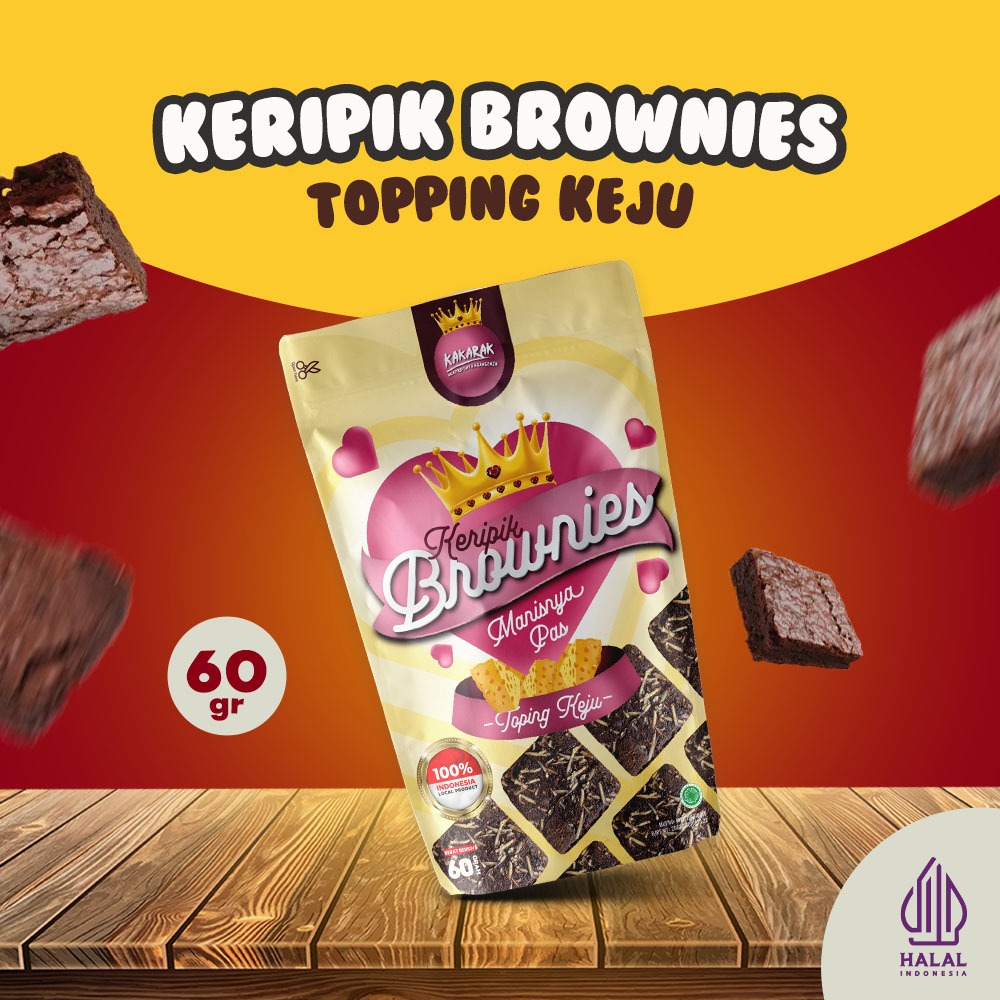 

Kakarak - Keripik Brownies Toping Keju - Cemilan Brownies Chips Topping Keju Manis - 65gr