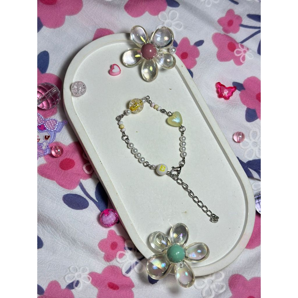 GELANG MANIK MANIK BOLA KUNING LOVE /GELANG MANIK MANIK ALA KOREA /GELANG MANIK MANIK KPOP /GELANG M