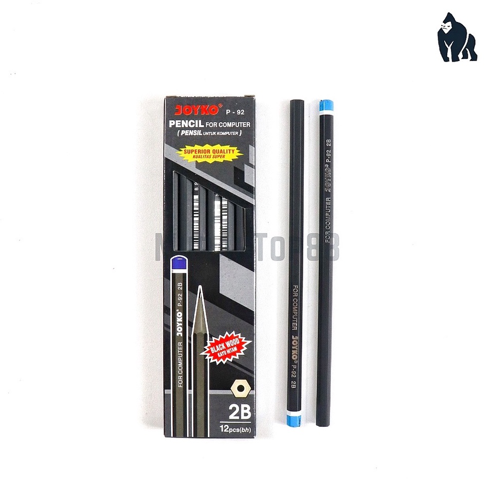 

[KODE 8QSPW] Pencil 2B Joyko P-92 / Pensil Kayu Hitam Komputer Ujian Lusinan Grosir [1 BOX isi 12 PCS]
