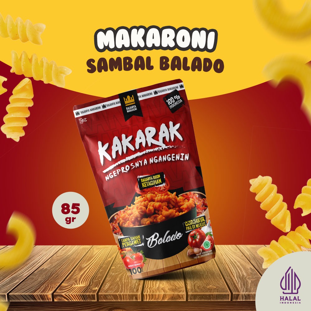 

Kakarak - Makaroni Rasa Balado - Cemilan Makaroni Goreng - 85gr