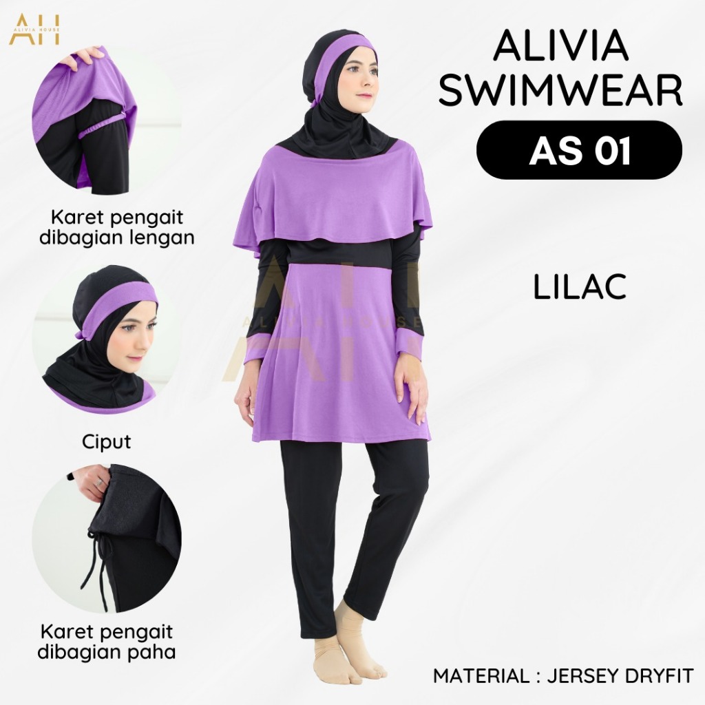 Alivia Swimwear AS01 - Baju renang muslimah dewasa wanita muslim perempuan remaja swimwear marina Image 7