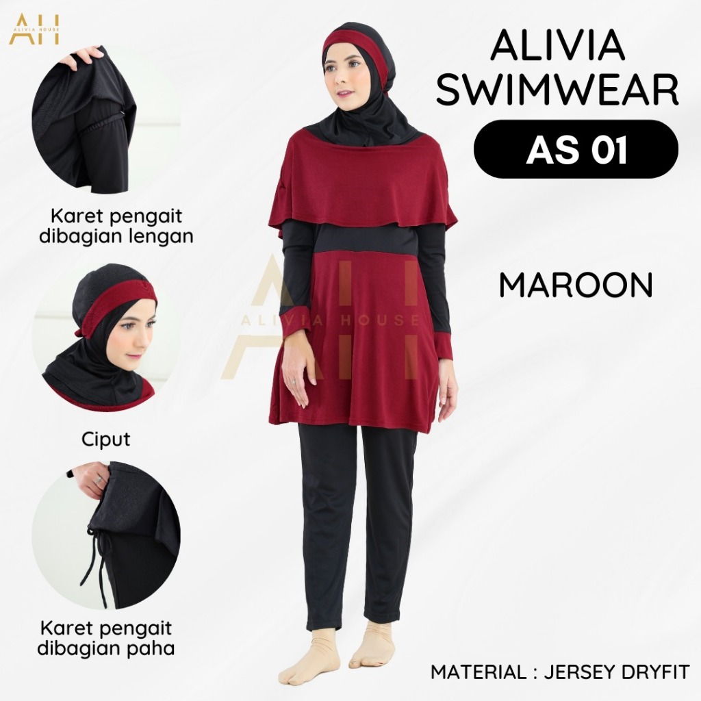 Alivia Swimwear AS01 - Baju renang muslimah dewasa wanita muslim perempuan remaja swimwear marina Image 4