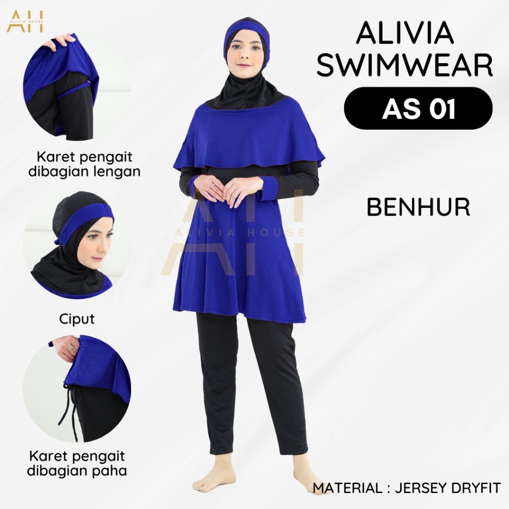 Alivia Swimwear AS01 - Baju renang muslimah dewasa wanita muslim perempuan remaja swimwear marina Image 5