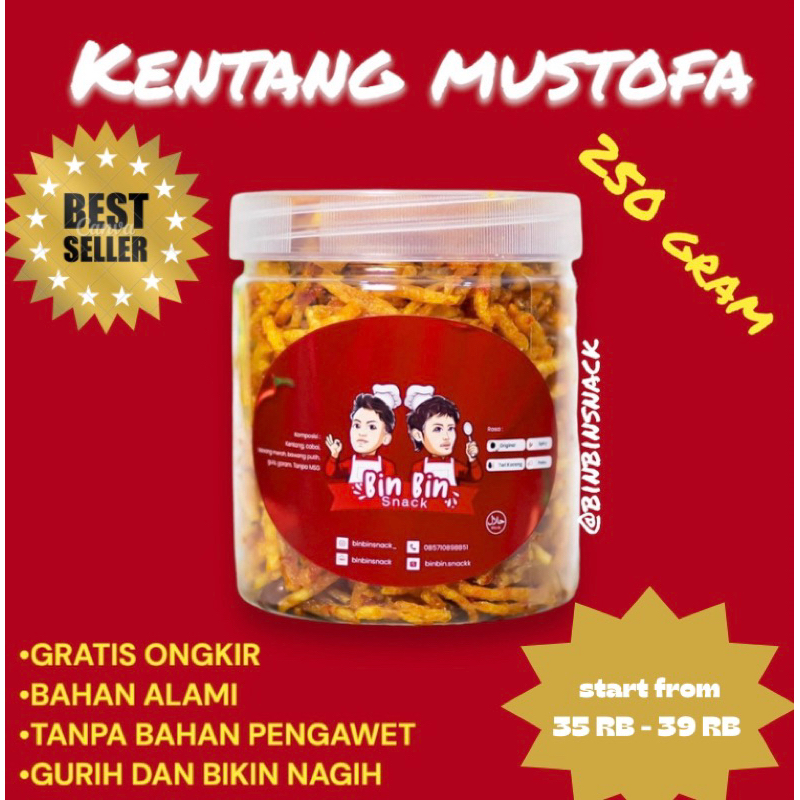 

Kentang Mustofa teri kacang 250 gr-/+ Bin-Bin snack I kering kentang mustofa I kentang Original, Pedas, Teri kacang I kriuk dan gurih