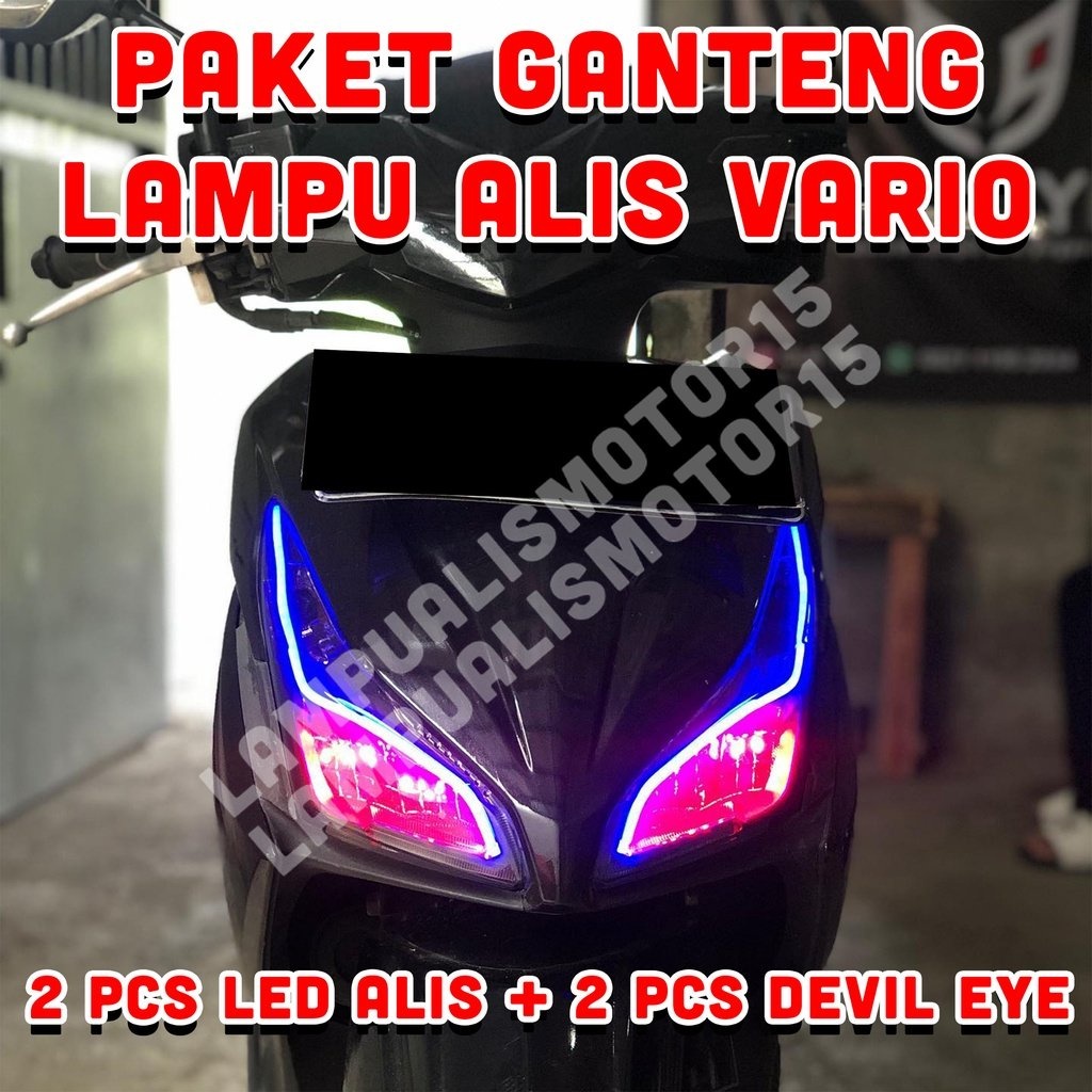 paket lengkap lampu alis vario 110 fi led bonus devil eye pnp lampu senja depan vario led kiri kanan