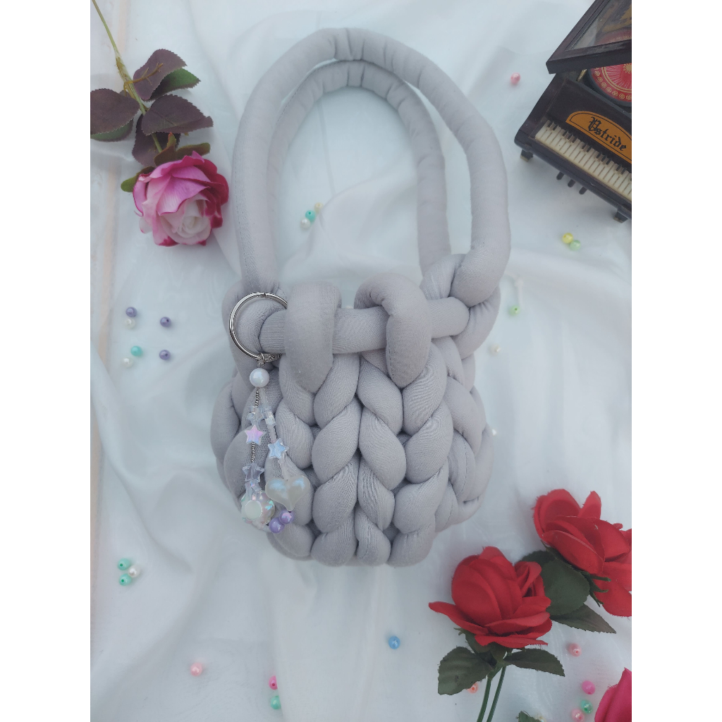 Mini Basket Bag | Chunky yarn bag | velvet chunky yarn | knit bag | tas rajut | knit bag korea | tas