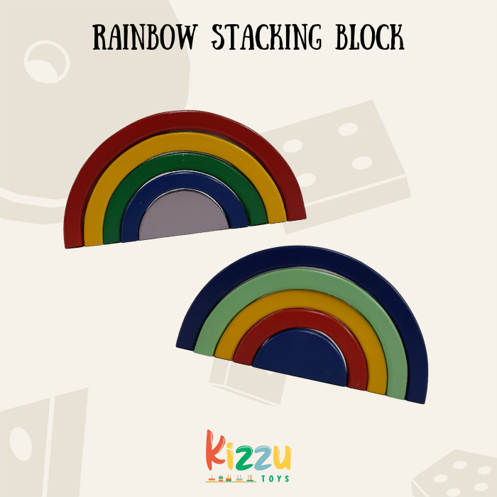 Montessori Mainan Rainbow Stacking Block