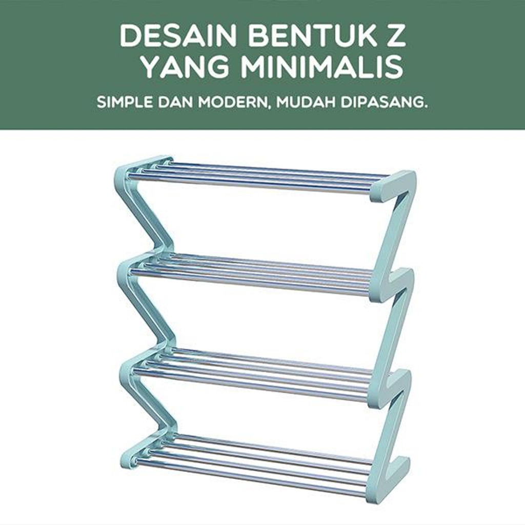 Rak Susun Bonbox Sepatu 4 Layer 4 Susun Kuat Kokoh Anti Leyot Anti Karat Shoe Rack Sandal Holder Rak Sepatu Lipat Serbaguna