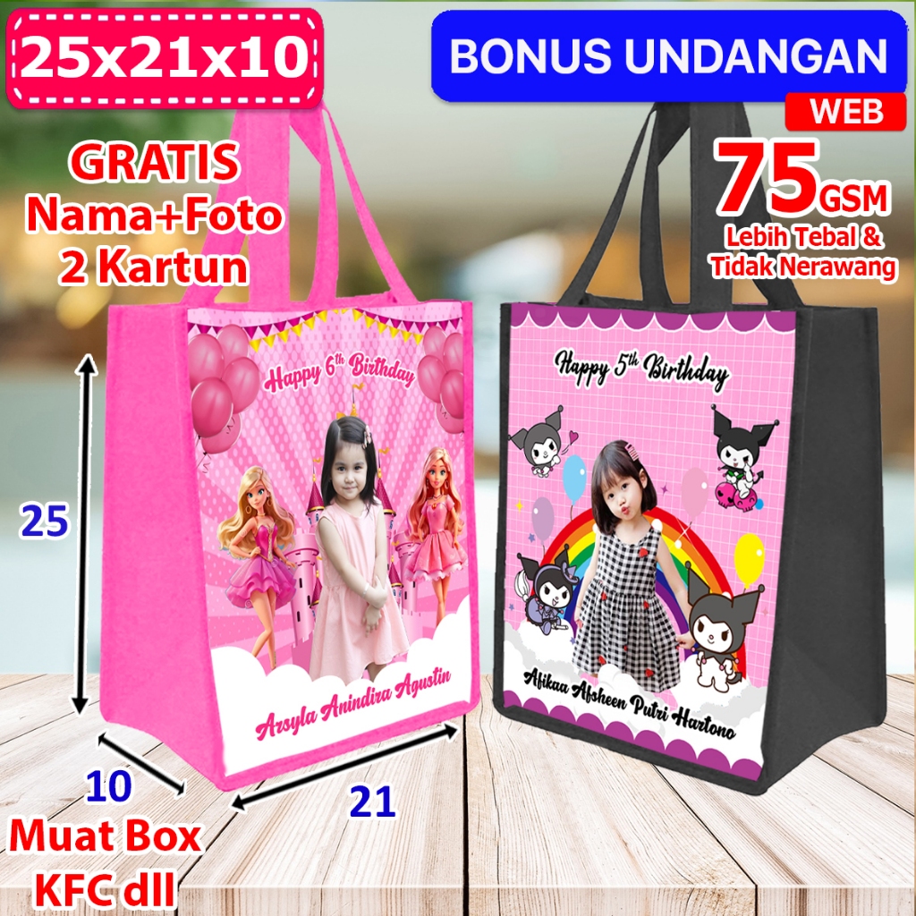 

Tas Bingkisan Acara Ultah Anak Gambar Barbie 25x21x10