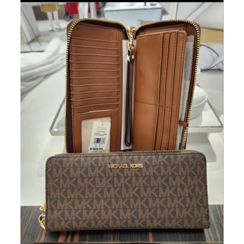 new dompet michael kors MK jetset brown original authentic wallet