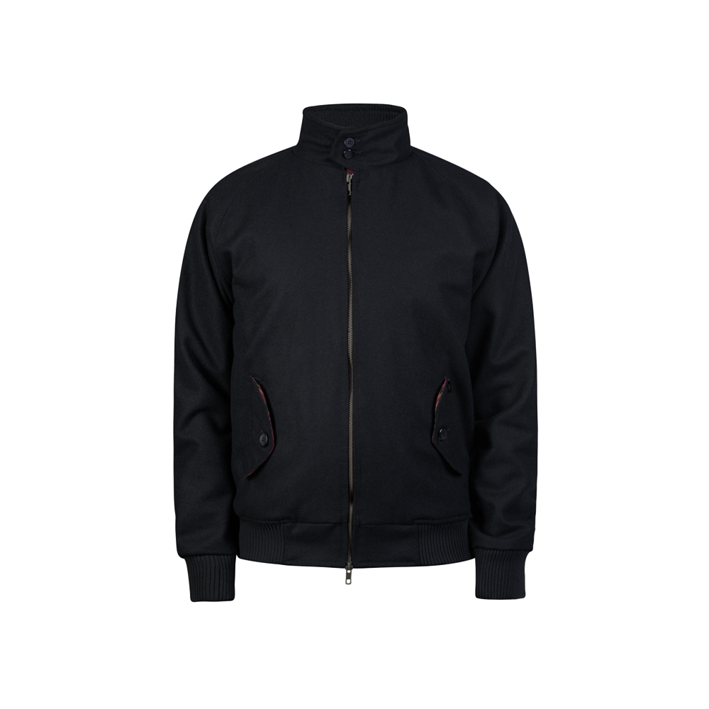 WJS - Workers Junior Stuff Jacket Harrington Black Wool Jaket Pria Warna Hitam Bahan Laken Wol