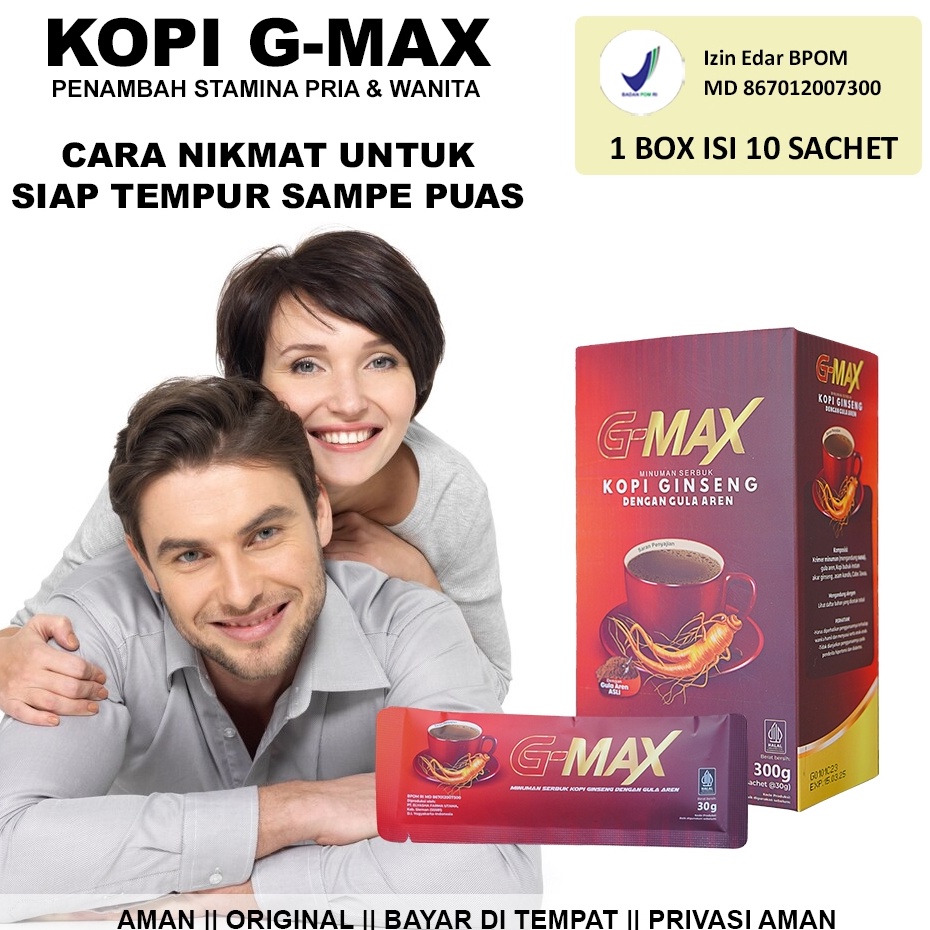 

Promo Kopi Penambah Stamina Pria Dewasa 100% original tanpa efek samping Aman Sudah BPOM KOPI GMAX 1 BOX 10 SACHET ➫✬✵
