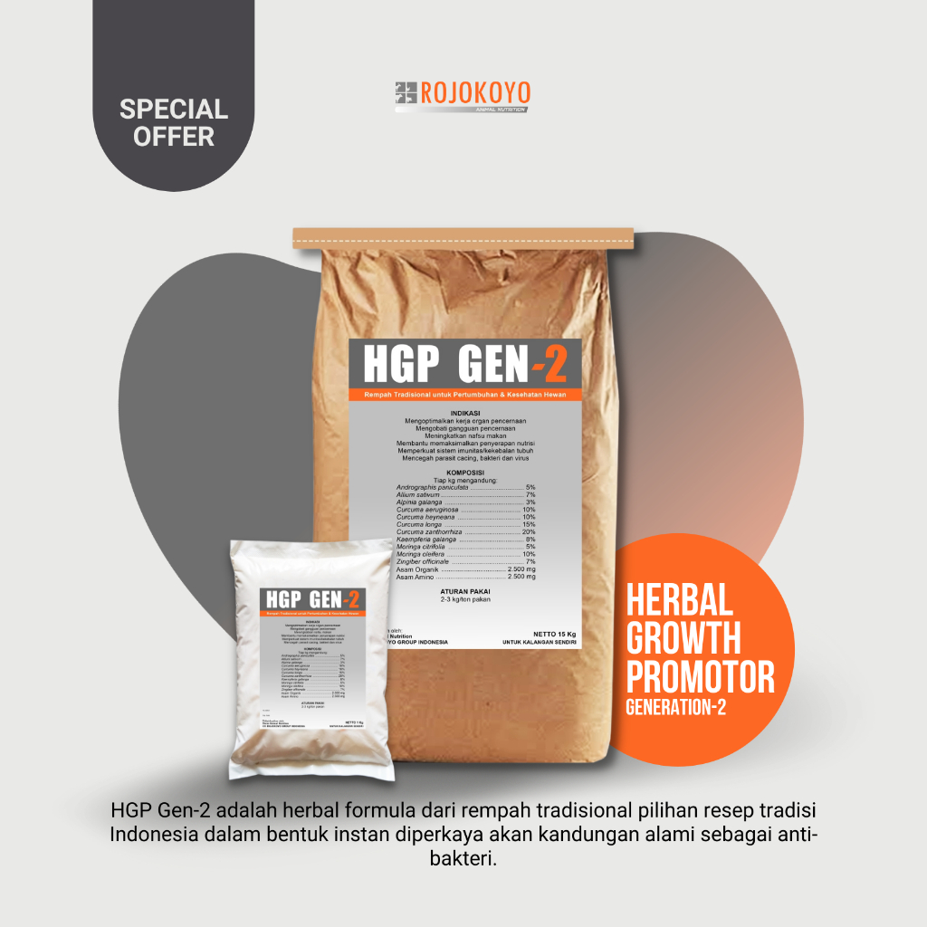 Jamu Hewan HGP GEN-2 Sak 15 kg Herbal Growht Promotor New Formula
