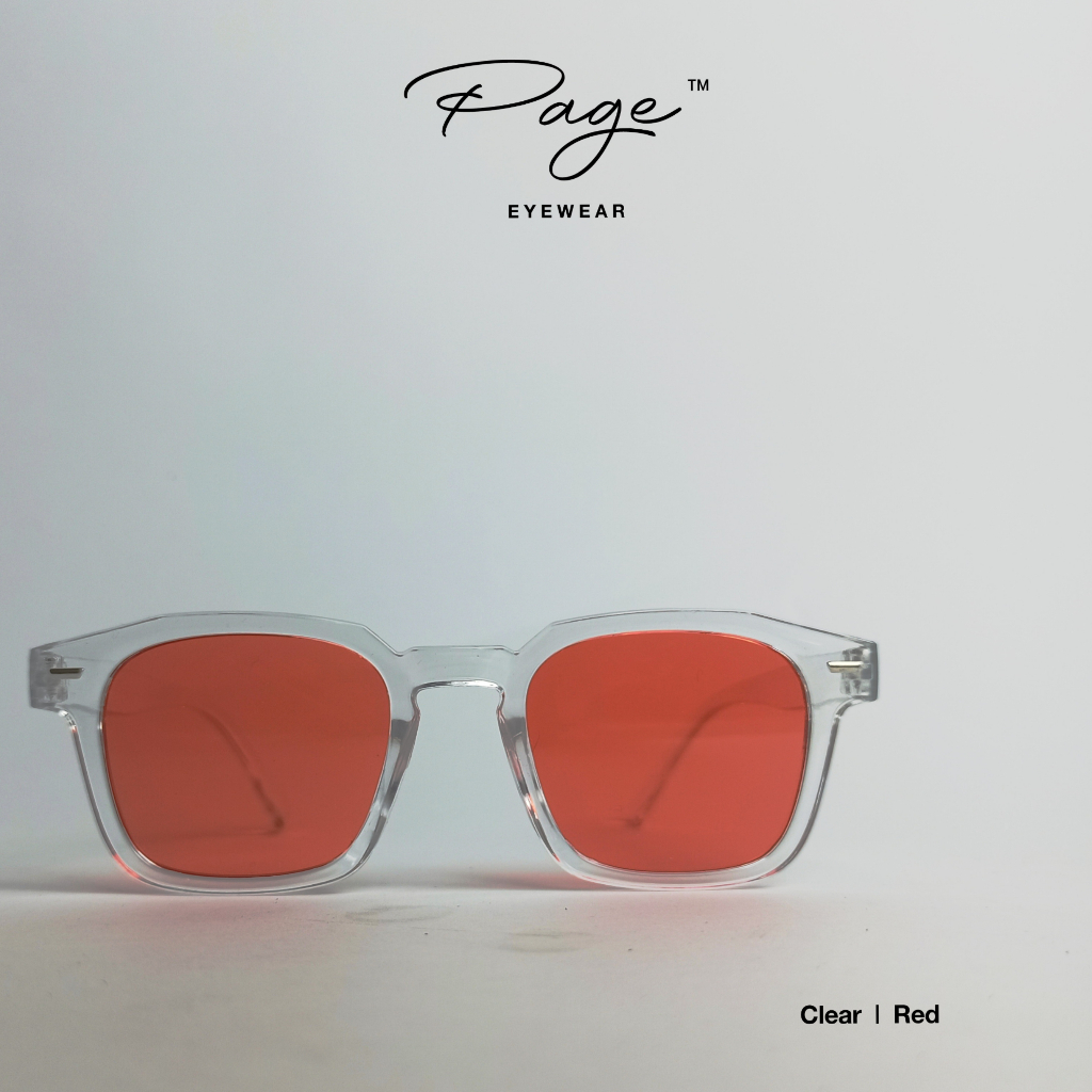 Page Sunglasses Kacamata Bening Kacamata Fashion Pria Dan Wanita merah