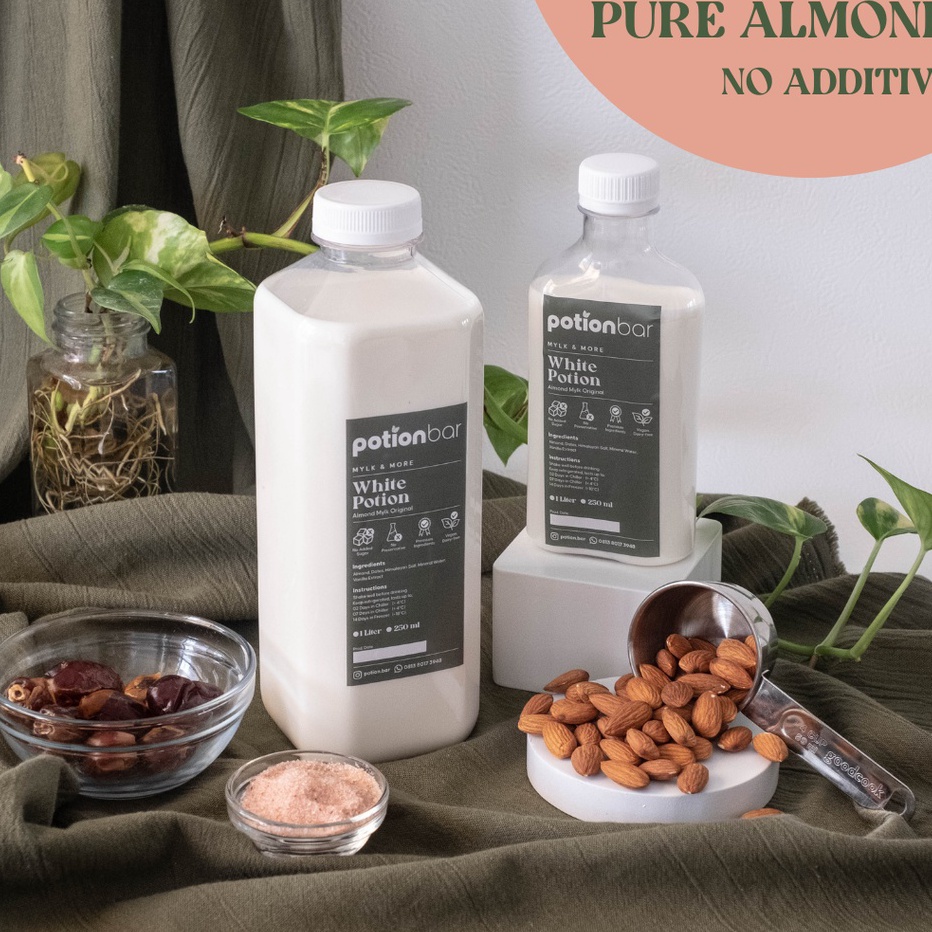 

Ready Stok White Potion - Pure Almond Milk - 250 mL, 500 mL & 1000 mL Diskon