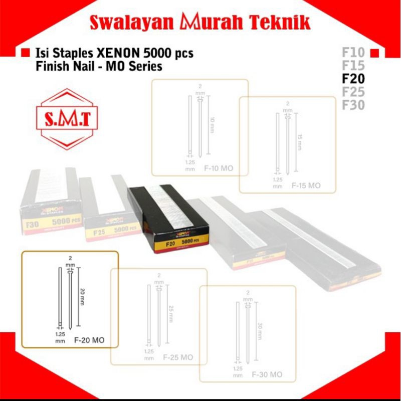 

XENON F20 Isi Staples Paku Tembak Angin 2cm Lurus Refill Air Nailer