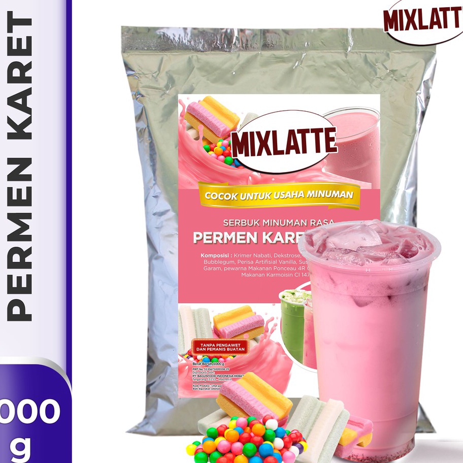 

Ready Powder Drink Bubuk Minuman Rasa PERMEN KARET VIRAL MIXLATTE 1Kg Terlaris