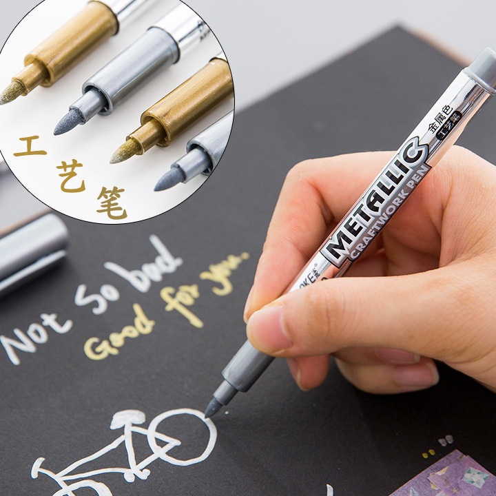 

Seller Metallic Pen Baoke Gold Silver Pen Marker Spidol metalik emas perak baoke Spidol Ban Motor Mobil Paint Marker Permanent