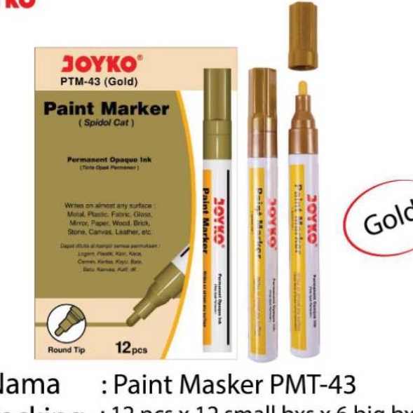 

Pasti Murah PAINT MARKER JOYKO PTM 43 GOLD/PAINT MARKER JOYKO PTM 37 WHITE/ SPIDOL CAT PUTIH / SPIDOL CAT EMAS