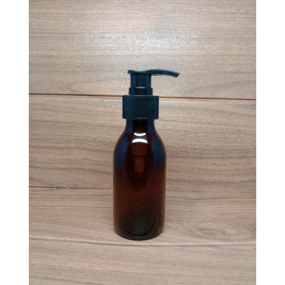 Ready BOTOL 100ML PUMP KACA COKLAT AMBER