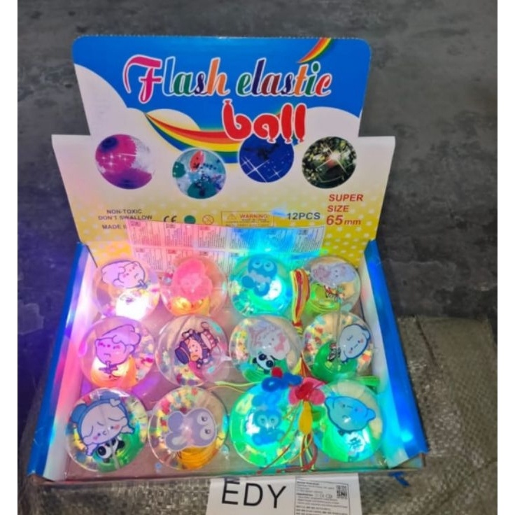 Terlaris Mainan Bola Bekel Karet / Bola Yoyo Led Uk 65mm Besar
