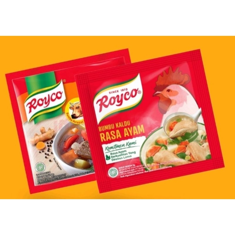 

Royco Bumbu Penyedap Makanan Rasa Kaldu Ayam Dan Sapi isi 9 gram 1 Renceng isi 10 Sachet