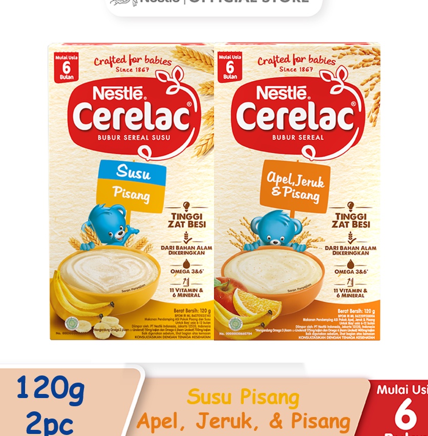 ➸➚✣ Nestle Cerelac Bubur Bayi Instant - Pisang Susu + Cerelac 6+ - Apel Jeruk Pisang
