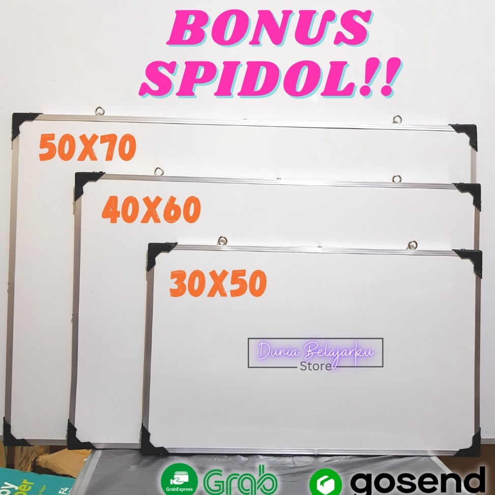 

➵Paling Popular✴ Papan Tulis White Board 35x50cm / BONUS 1 SOL / Bagian Belakang Black Board R43