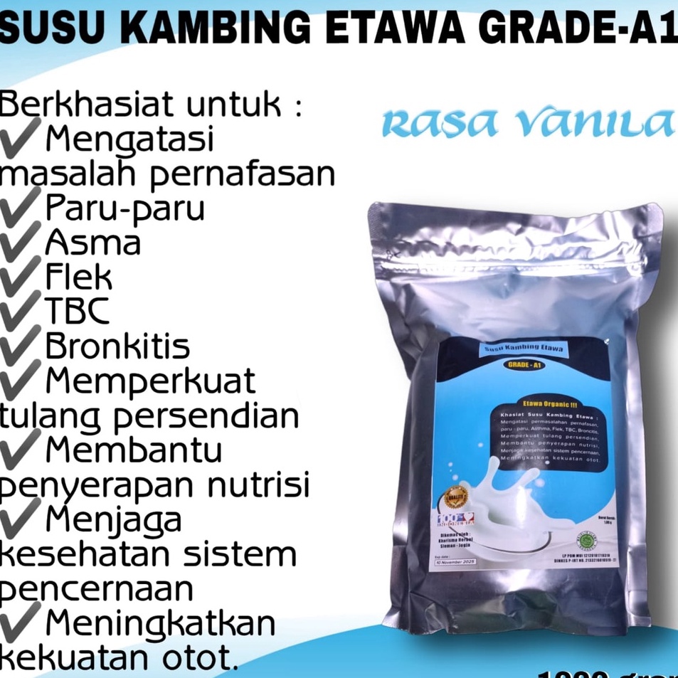 

Model Terkini SUSU KAMBING ETAWA GRADE A1 1000GR/1KG ORIGINAL Serba Murah