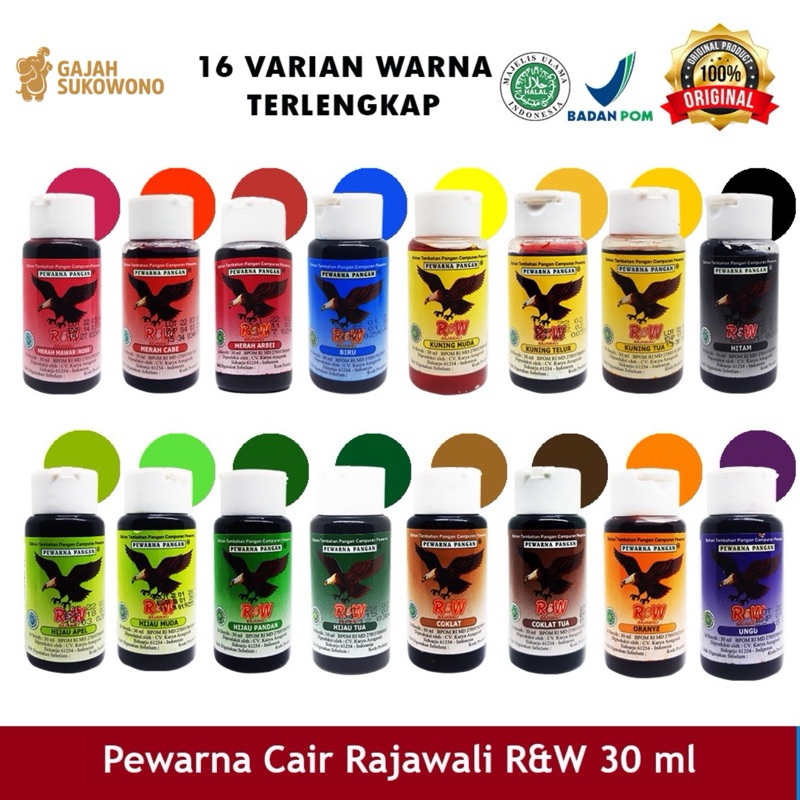 

Pewarna Makanan Kue Rajawali R&W RW 30 ml [tetes]