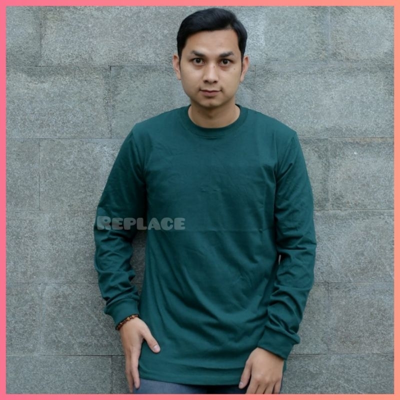 Kaos Polos Lengan Panjang Pria Jumbo Bahan Tebal Adem