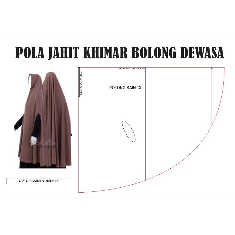 POLA JAHIT KHIMAR BOLONG LENGAN POLA INSTAN