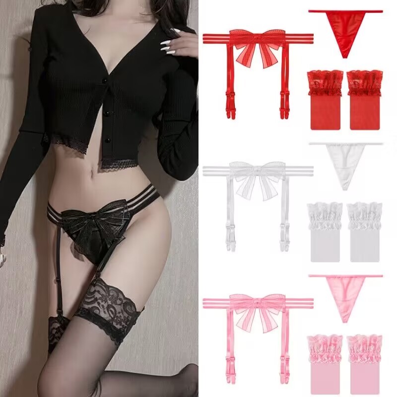 Dezenna Lingerie Sexy Celana Dalam Wanita Gerter Belt G String Wanita Transparan 5T10