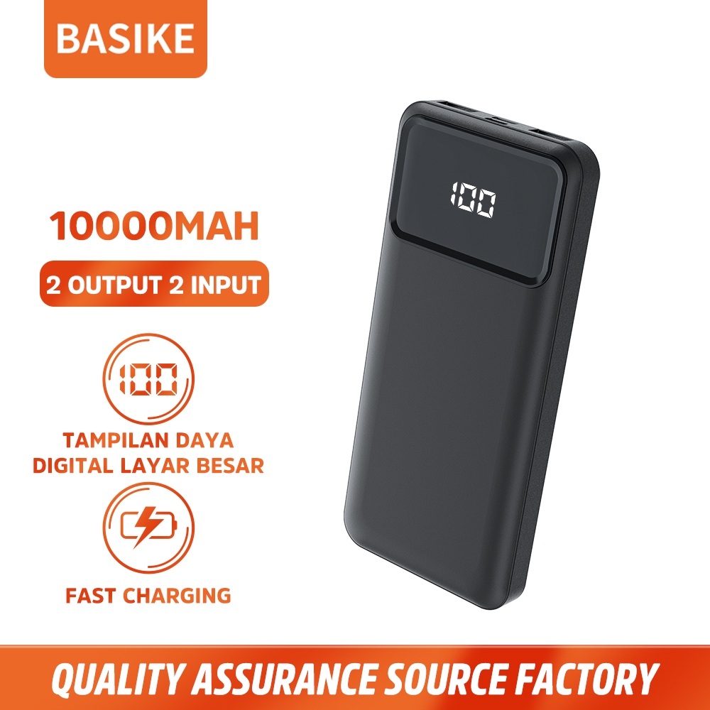 BASIKE Powerbank Fast Charging 20000 mAh LCD Dual USB Mini Murah for iPhone Samsung Xiaomi Universal