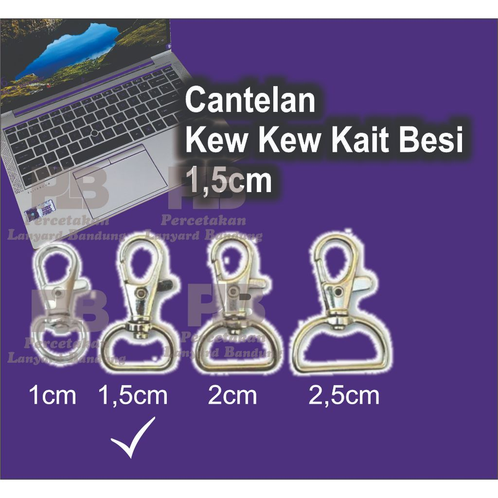 

KEW KEW Kait Besi Cantelan Gantungan Pengait Pita Lanyard ID Name Card ukuran 1,5cm