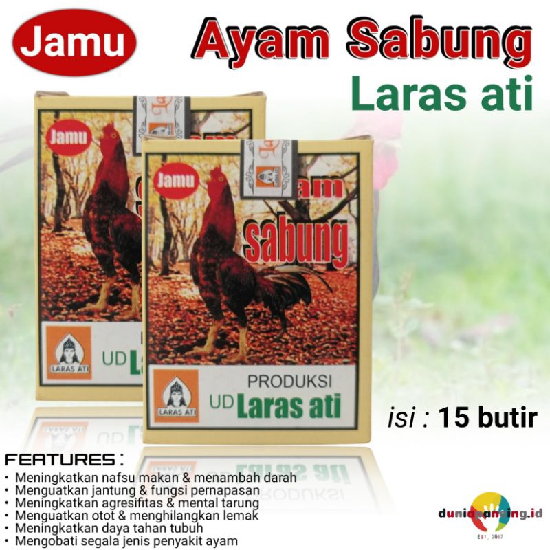 Obat jamu Ayam Sabung Laras Ati isi 15 butir untuk ayam jago aduan