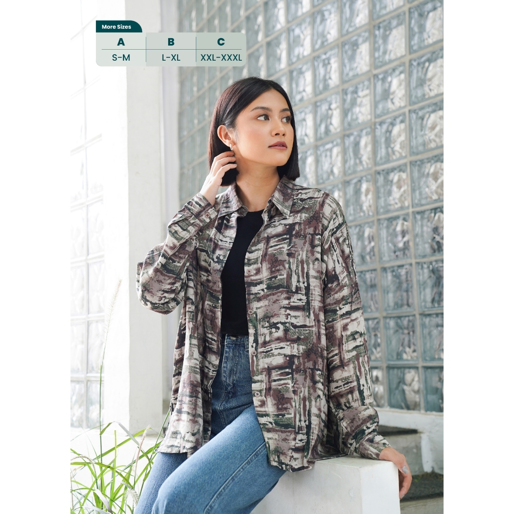 Ixora Saara Oversized Shirt - Kemeja Wanita Oversize Lengan Panjang