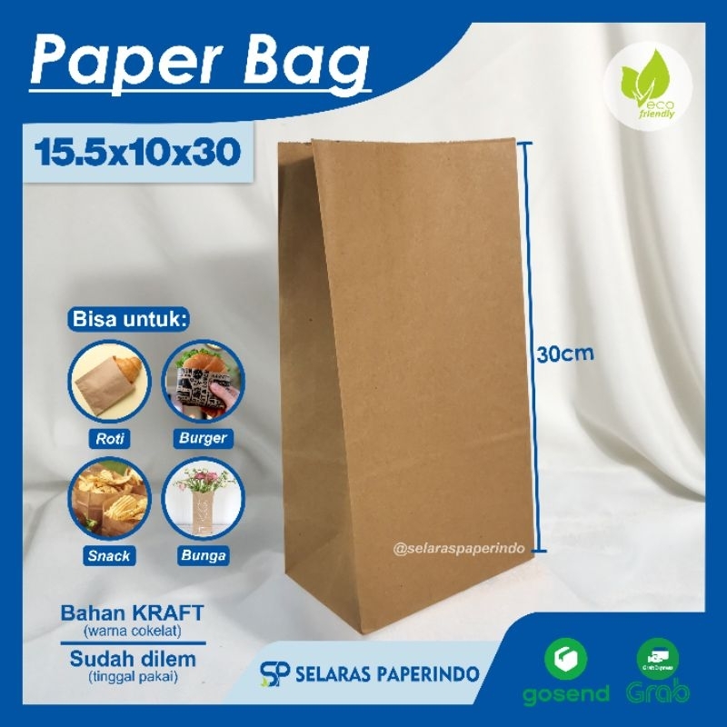 

ISI 10pcs | Paperbag tanpa tali bungkus makan aesthetic ecofriendly tas kertas tanpa tali souvenir 15,5x10x30cm