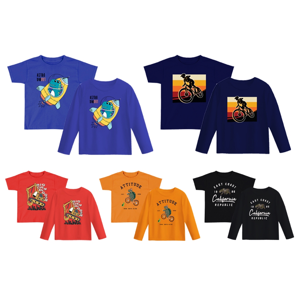 Kaos Anak Lengan Panjang / Baju Anak Lengan Pendek Laki laki Perempuan Couple Unisex Cotton Combed 3