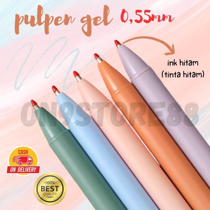 

Pena Cetekan Warna Pastel / Pulpen Gel Tinta Hitam 0.55mm