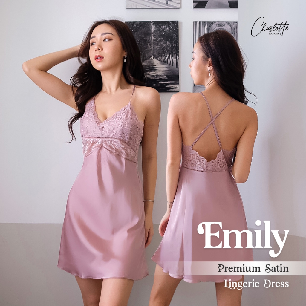 CHARLOTTE - Emily set Lingerie dress seserahan sexy premium satin