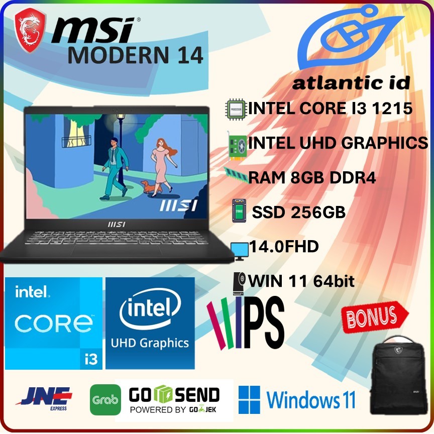 MSI Modern 14 I3 1215 8GB 256GB Win11 14.0FHD IPS