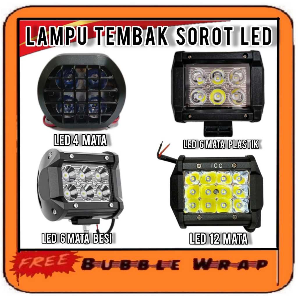 Lampu MOTOR Tembak Sorot 4 6 12 Mata LED CROSS C 12 Watt