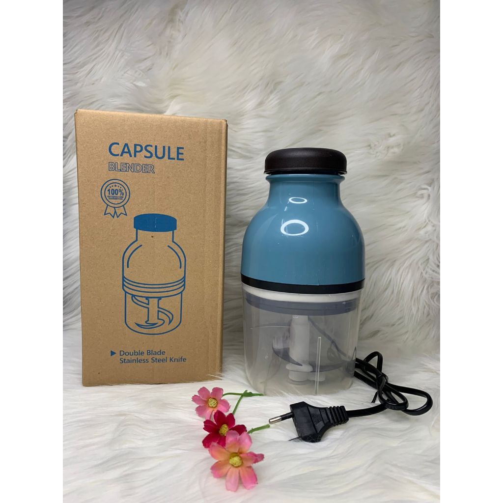 Blender Mini Serbaguna Blender Capsule 4 Mata Pisau-Biru Tua