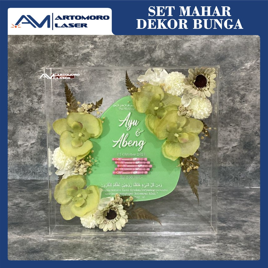 MAHAR PERNIKAHAN AKRILIK DEKOR BUNGA